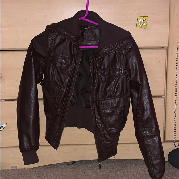 Dana Buchman Brown Faux Leather Jacket - Picture 1 of 4